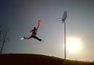 1984 photo of Michael Jordan midair about to dunk basketball - the basis of the copyright infringement claims