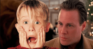 Characters of Kevin McCallister and Peter McCallister from Home Alone movie