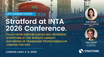 Event name and date superimposed over image of London with telephone booth and double decker bus